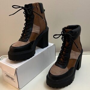 Madden Girl Black and Brown Ankle Boots